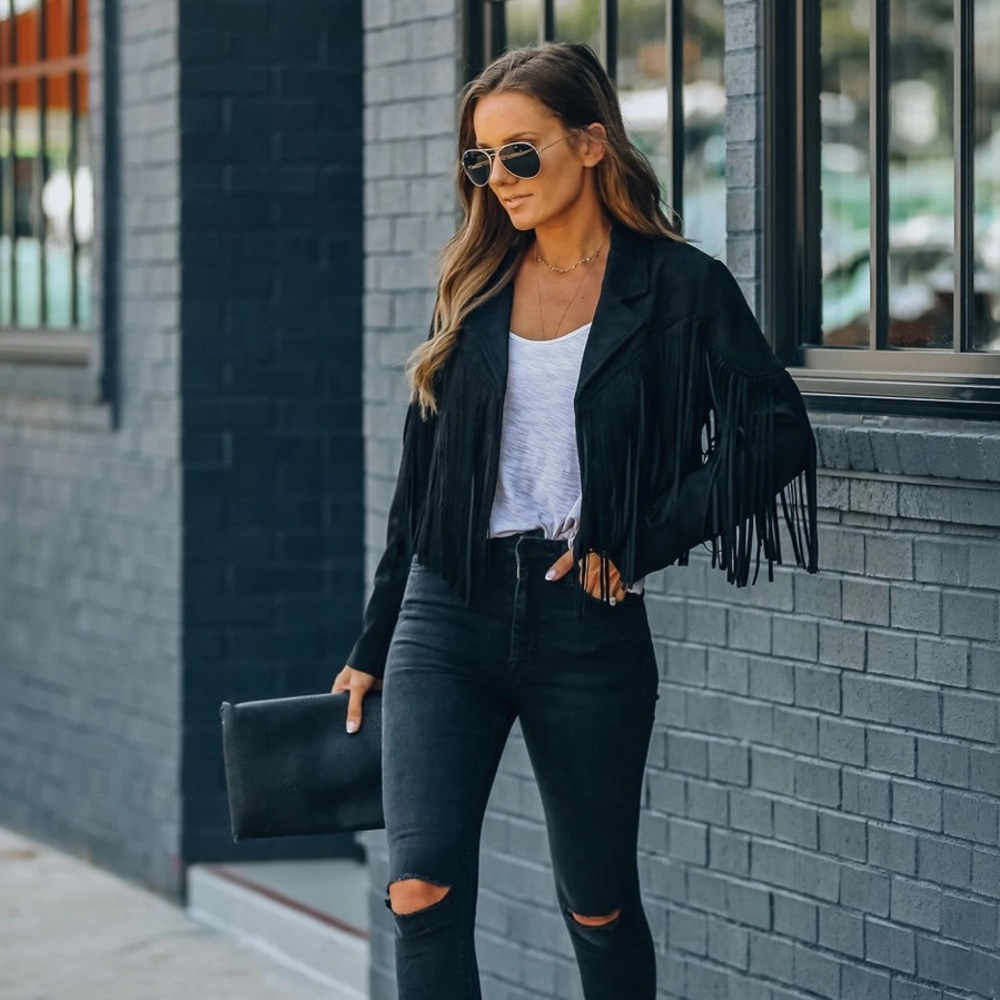 Black fringe jacket